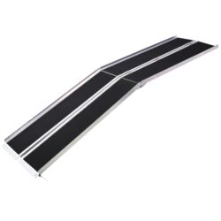 Portable And Foldable Wheelchair Ramp With Non Skid Surface 600 Pound Capacity Aluminium 10Ft - Silver