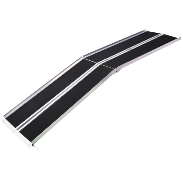 Portable And Foldable Wheelchair Ramp With Non Skid Surface 600 Pound Capacity Aluminium 10Ft - Silver