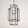 8 Light Metal Lantern Tiered Pendant Hanging Light Fixtures, Industrial Farmhouse Adjustable Height Chandeliers For Dining Room Hallway Foyer Entryway (E12 Bulbs Not Included) - Matte Black / Gold - Image 9