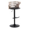 Cosi - Mid-Century Modern Adjustable Barstool With Swivel With Rounded T Footrest (Set of 2) - Black / Light Gray / Black - Image 2