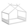 Full Size Montessori Style House Bed For Kids, Floor Bed Frame With Headboard And Footboard, Fence Bed For Girls, Boys, Slat Not Included - White - Image 7
