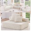 Loveseat Frame For Oversized Modular U Shaped Sectional Floor Couch Convertible Compressed Couch, Spacious Foam Filled Sofa - Beige - Image 5
