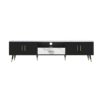 Modern TV Stand With 2 Cabinets & Open Compartments, Entertainment Center For Tvs Up To 80'', Television Console For Living Room - White / Black - Image 10