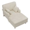Oversized Chaise Lounge Chair Indoor With 2 Comfy Pillows Rolled Arms Corduroy Fabric Sleeper Sofa Chair For Living Room Bedroom - Beige - Image 7