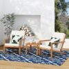3 Piece Outdoor Chat Set With Table And 2 Adirondack Chairs - White / Brown Patina - Image 2