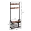 Coat Rack, Hall Tree With Shoe Bench For Entryway, Entryway Bench With Coat Rack, 4 In 1, With 9 Removable Hooks - Rustic Brown / Black - Image 7