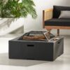 Outdoor Square Mgo Wood Burning Fire Pit - Dark Gray - Image 2