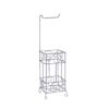 Silver Metal Frame Toilet Paper Holder Stand, Bathroom Tissue Organizer - Silver - Image 3