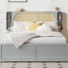 Queen Size Headboard Bed With 2 Drawers And Trundle - Gray - Image 14