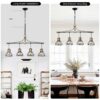 Dining Room Light Fixture / Chandelier Table, 40 -" Hanging For Farmhouse Linear Chandeliers, 5 Light Kitchen Island Lighting Ceiling Chandelier, With Metal Lampshade - Gold / Matte Black - Image 5