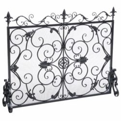 Darcie - Wrought Iron Fireplace Screen With Intricate Detailing - Black