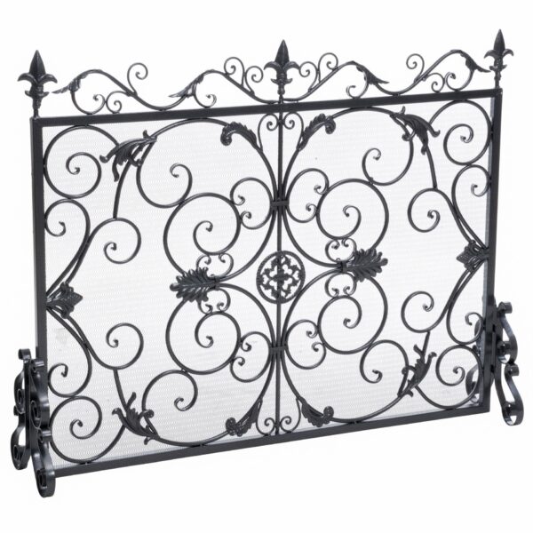 Darcie - Wrought Iron Fireplace Screen With Intricate Detailing - Black