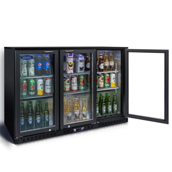 Beverage Refrigerators Cooler 53" 3 Glass Door Back Bar, 480 Cans Commercial Display Bar Fridge For Beer Wine And Drink 11.3 Cu.Ft - Black