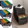 3 Drawer Mobile File Cabinet Under Desk Office, Simple Style Versatile Storage Cabinet, 5 Wheel Design Anti-Tilting Cold Rolled Steel Waterproof Moisture-Proof - Black - Image 21