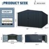 Outdoor Storage Shed, Metal Garage Shed Backyard Utility Tool House Building With 2 Doors And 4 Vents For Car, Truck, Bike, Garbage Can, Tool, Lawnmower - Black - Image 3
