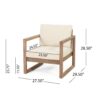 4 Pieces Acacia Wood Patio Furniture Set, Outdoor Furniture With Coffee Table, Patio Conversation Set Deep Seating With Soft Cushion, Porch Chairs For Backyard Porch Balcony - Brown Wash / Beige - Image 6