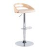 Cassis - Mid-Century Modern Adjustable Barstool With Swivel (Set of 2) - Chrome / Natural / Cream - Image 2