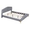Queen Size Platform Bed With Thick, Stylish Stripe Decorated Bedboard And Elegant Leg - Gray - Image 3