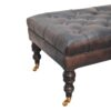 Buffalo - Leather Ottoman With Castor Legs - Black - Image 7