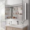 36" X 30" Medicine Cabinet With LED Vanity Mirror, Anti-Fog, Dimmable, Recessed Or Surface Mount, Aluminum 3000K~6000K Lighted Double Door Bathroom Cabinet With Touch Switch - Silver - Image 4