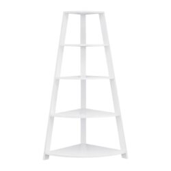 Corner Bookshelf, Bookcase, Etagere, 4 Tier, Office, Contemporary & Modern - White