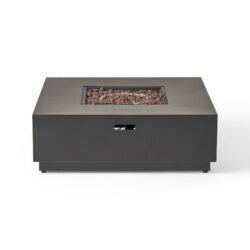 Modern Square Iron Fire Pit With 50, 000 Btu Output - Dark Gray