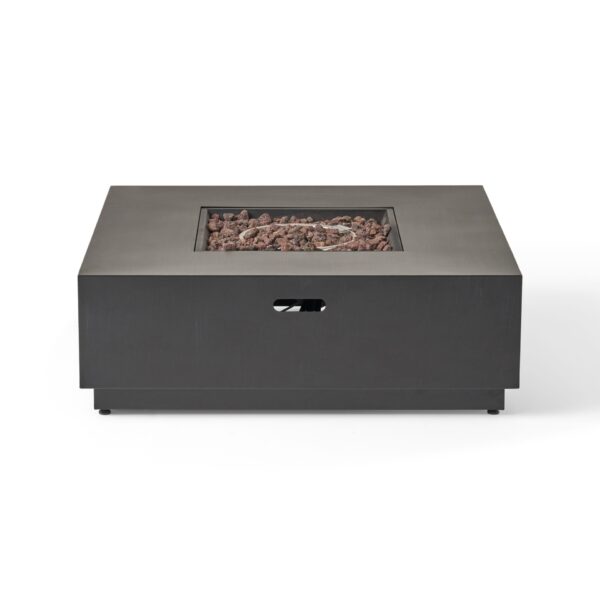 Modern Square Iron Fire Pit With 50, 000 Btu Output - Dark Gray