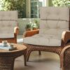 2 Piece High Back Patio Chair Cushion Set, Tufted Adirondack And Rocking Chair Cushions For Garden, Porch Or Office Use - Beige - Image 2