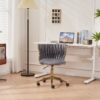 Office Desk Chair, Upholstered Home Office Desk Chairs With Adjustable Swivel Wheels, Ergonomic Office Chair For Living Room, Bedroom, Office, Vanity Study - Dark Gray - Image 16