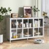 Heavy Duty Metal Modern Sideboard Buffet Cabinet With Storage Premium Steel Storage Cabinet, Adjustable Feet, Glass Doors, Large Capacity Organizer - White - Image 2