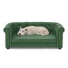 Contemporary Pet Sofa With Arc Shaped Backrest And Armrests Breathable Linen Soft Cushion - Green - Image 9
