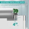 Double Sliding Bathtub Shower Door, Semi Frameless Bypass Tub Door, 1 / 4" 6Mm Tempered Glass With Explosion Proof Film, Adjustable Aluminum Alloy Frame 24D03 T60Bnx - Brushed Nickel - Image 5