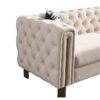 Chesterfield - Modern Tufted Velvet Living Room Sofa, 84.25''W Couch - Cream - Image 7