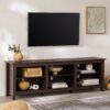 Modern Transitional 3 Shelf Open Storage 70" TV Stand For 80" TVs - Espresso - Image 5