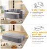 2 In 1 Foldable Sofa Plush Corduroy Sofa Convertible Floor Sofa Bed Deep Seating With Multi Functional Blanket Suitable For Living Rooms - Light Gray - Image 18