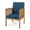 Casa Acacia Wood Club Chair (Set of 2) With Weather Resistant Cushions - Brown / Dark Teal - Image 9