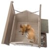 Outdoor Fir Wood Dog House With An Open Roof Ideal For Small To Medium Dogs, With Storage Box, Elevated Feeding Station With 2 Bowls. Weatherproof Asphalt Roof And Treated Wood - Cream - Image 5
