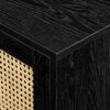 Modern Rattan Door Low TV Stand For TVs Up To 80" - Black - Image 3