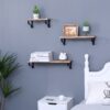 Floating Shelves, Long Wall Shelves (Set of 3), Wall Mounted Shelves & Brackets For Bedroom - Natural Wood - Image 4
