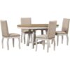 5 Piece Farmhouse Dining Table Set Wood Round Extendable Dining Table And 4 Upholstered Dining Chairs - Oak Natural / Antique White - Image 15