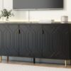 Modern TV Stand With 3 Doors And Adjustable Shelves For Living Room, Fits TVs Up To 70" - Black - Image 9