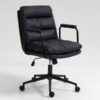 Office Chair, Mid Back Home Office Desk Task Chair With Wheels And Arms Ergonomic Computer Rolling Swivel Chair With Padded Armrest - Black - Image 3