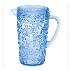 Paisley - Unbreakable Plastic Water Pitcher With Lid And Spout, Bpa Free, 2.5 Quarts - Blue