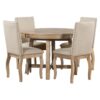5 Piece Farmhouse Dining Table Set Wood Round Extendable Dining Table And 4 Upholstered Dining Chairs - Natural Wash - Image 16