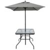 Outdoor Patio Dining Set For 4 People, Metal Patio Furniture Table And Chair Set With Umbrella - Black - Image 12