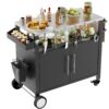 Outdoor Grill Cart With 2 Doors And Patio Furniture Stainless Steel Tabletop - Black / Silver - Image 4