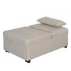 Versatile Folding Ottoman Sofa Bed Wood Multifunctional Space Saver - Beige - Image 6