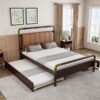 Queen Size Storage Platform Bed, With 2 Big Drawers, Twin Long Size Trundle - Walnut - Image 14
