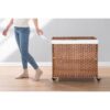 Laundry Hamper With Lid PE Rattan Powder Coating Frame Clothes Hampers With 2 Removable Bags, Wheels, 160L - Brown - Image 21