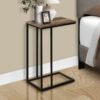 Accent Table, C - Shaped, Contemporary Stylish - Brown - Image 4